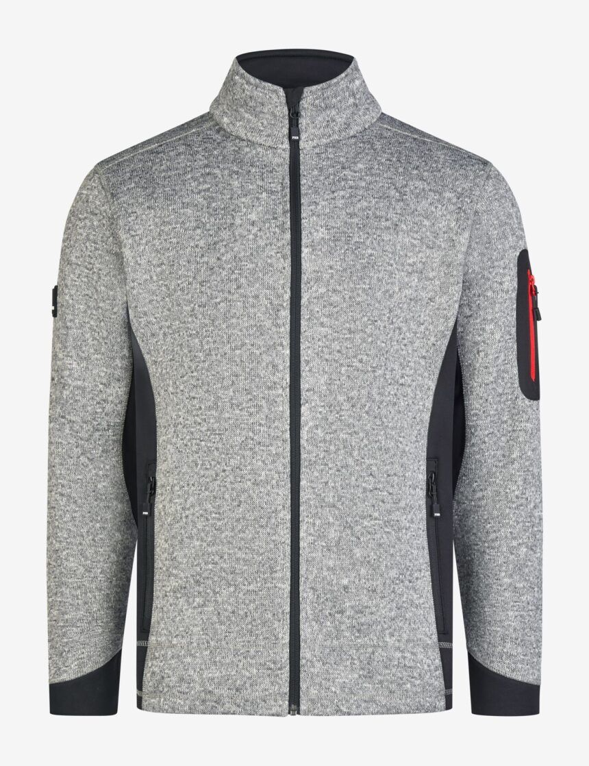 FHB CHRISTOPH Strick-Fleece-Jacke Farbe: grau-schwarz - Gr. 3XL