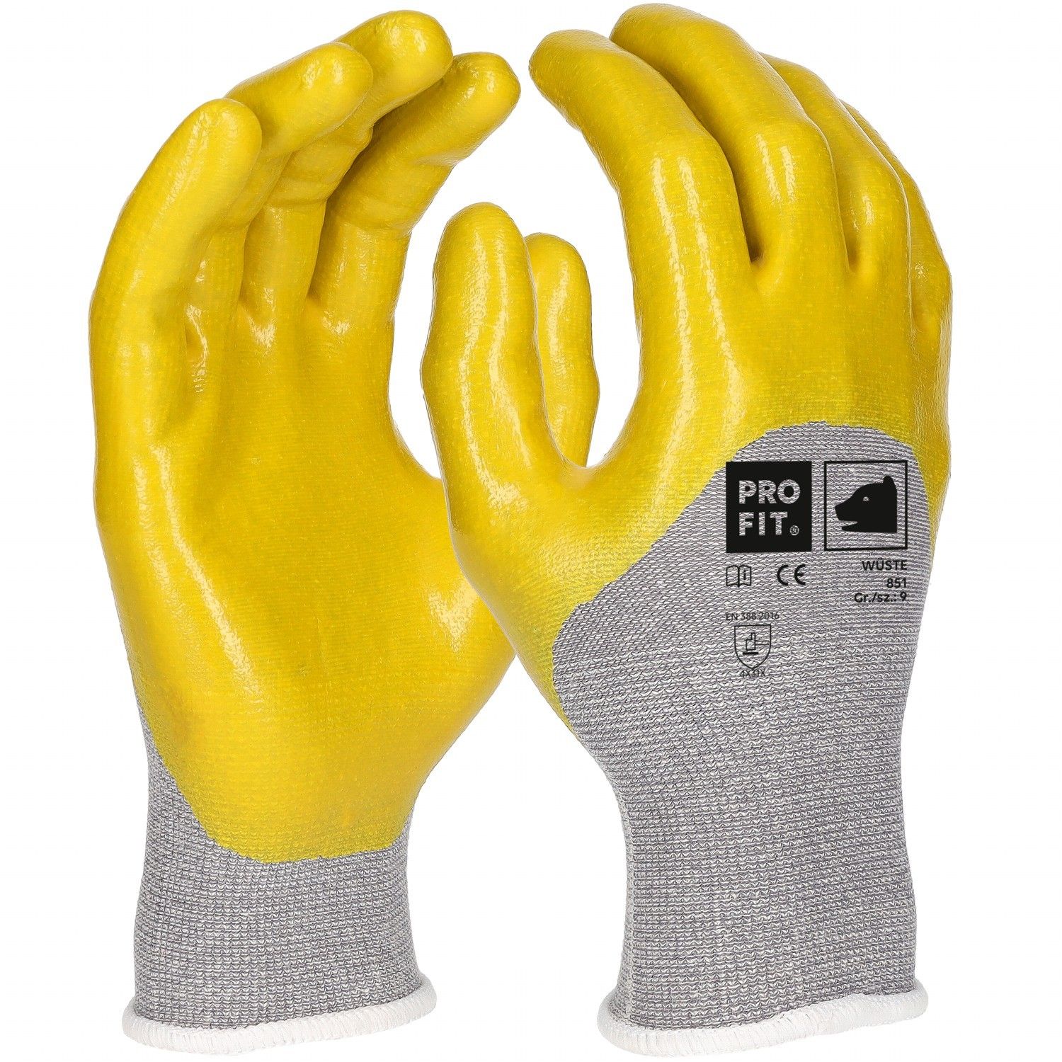 Nitril Handschuhe "Wüste",3/4 beschichtet, gelb, premium 10