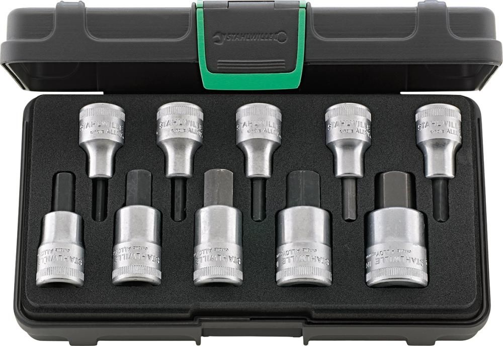 Schraubendrehereinsatz- Satz 1/2" Innensechskant 4-19mm 10-teilig Stahlwille