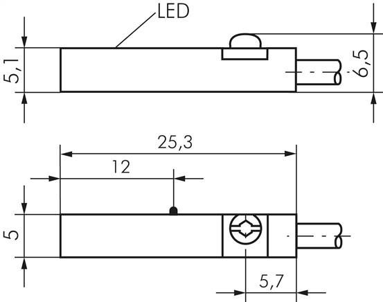 T-Nut (5mm) Zylinderschalter, vollelektronischer Sensor (verpolungssicher / kurz