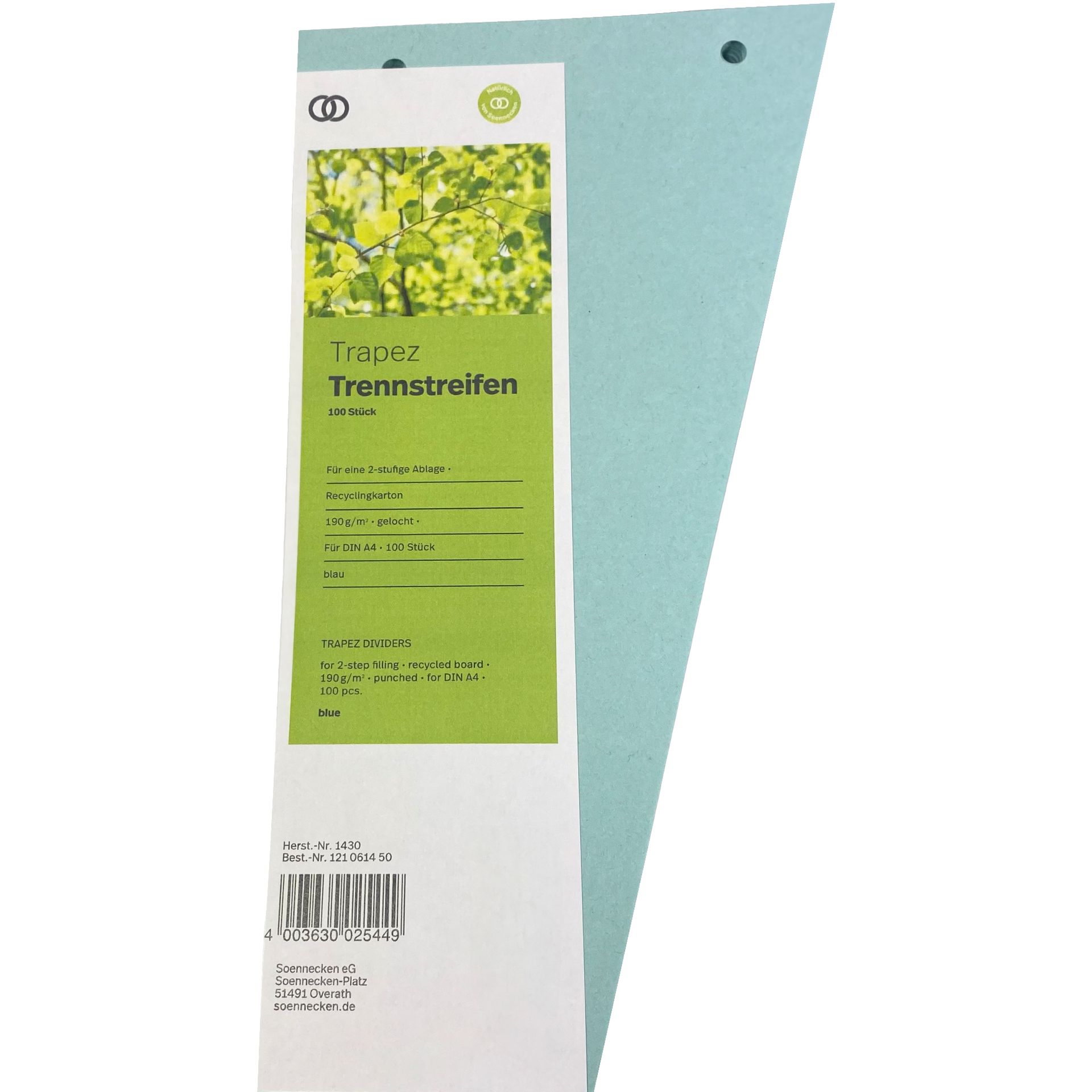 Trennstreifen oeco 12,5/6,5x24cm blau 100St.