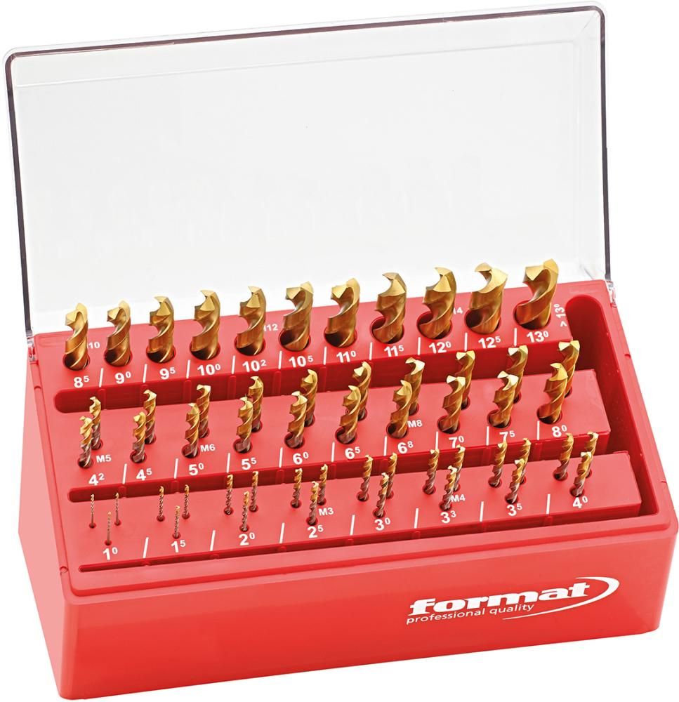Spiralbohrer-Set DIN338 HSS TiN-TIP Drill-Boy 1,0-13,0mm FORMAT