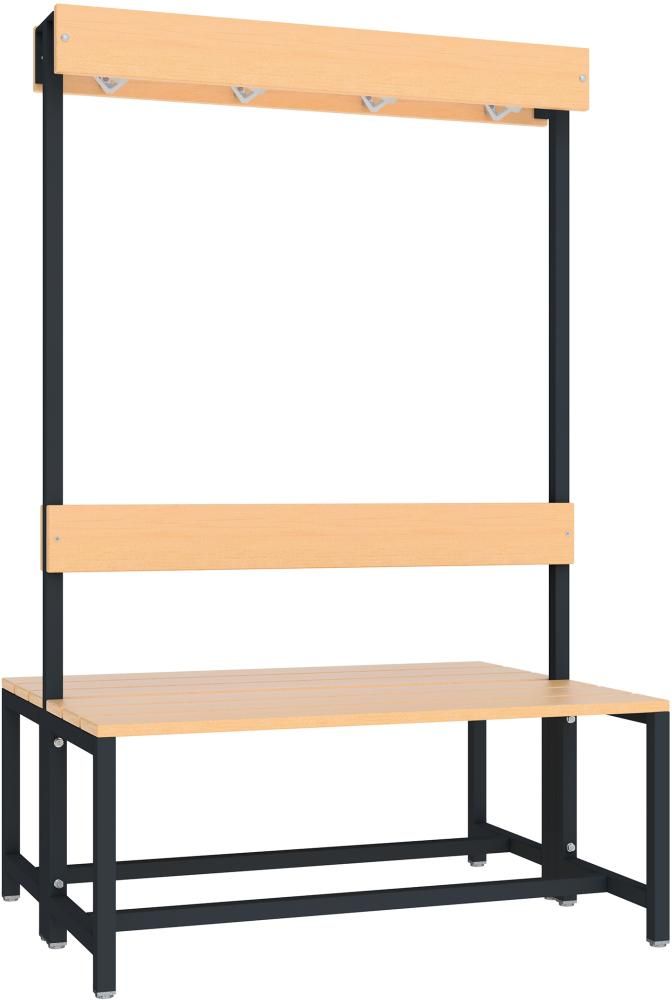 Garderobensitzbank buche zweiseitig RAL 7016 B1000xT770xH420/1600mm