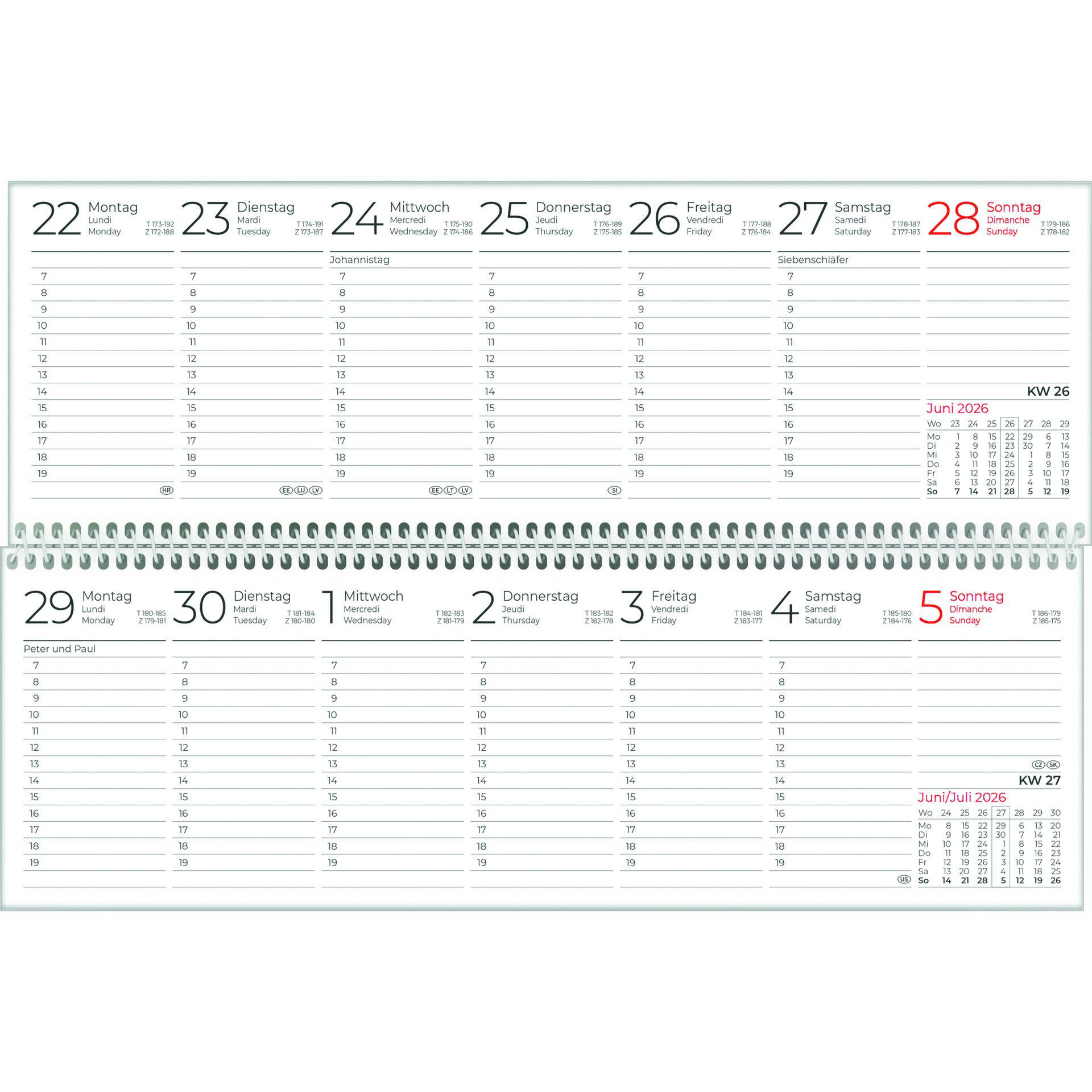 Querkalender 1W/1S