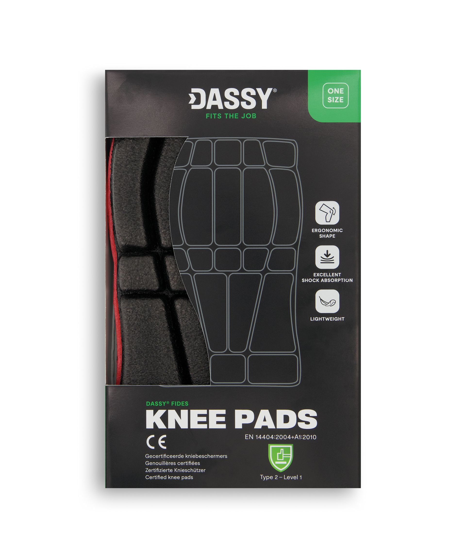 DASSY® Fides - Zertifizierte Knieschützer (Typ 2, Level 1) - rot/schwarz, Gr. UNI