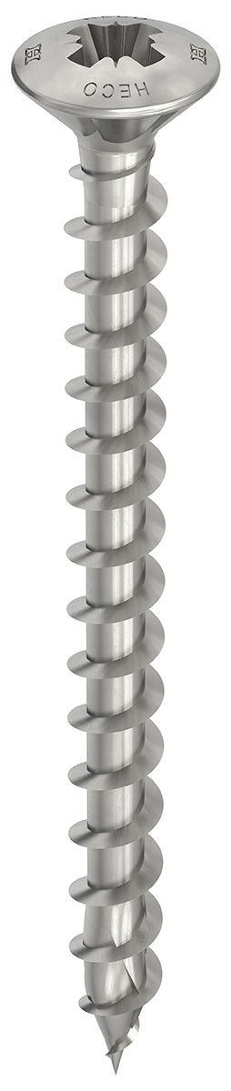 HECO-TOPIX-plus A2 4,0 x 40, Linsensenkkopf mit Frästaschen, Pozi-Drive, Variables Vollgewinde, blank, gleitbeschichtet, 200 Stück, SKV-Kleinverpackung