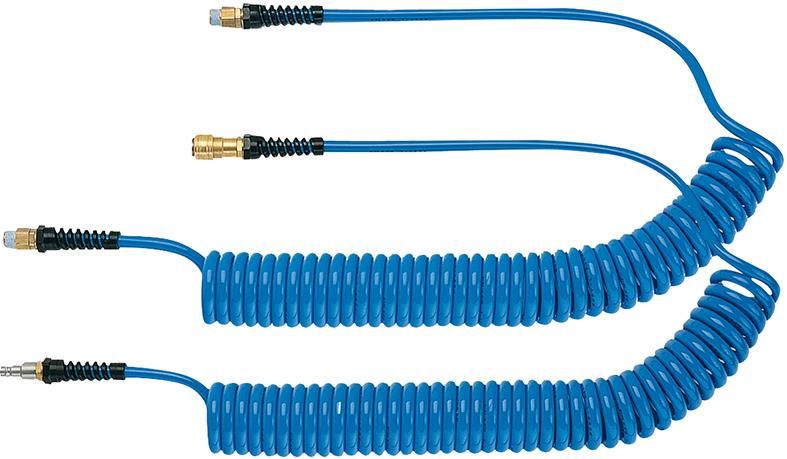 Spiralschlauch PU blau, Kupplung u Stecker NW7,2 10x6,5mm 3m LÜDECKE