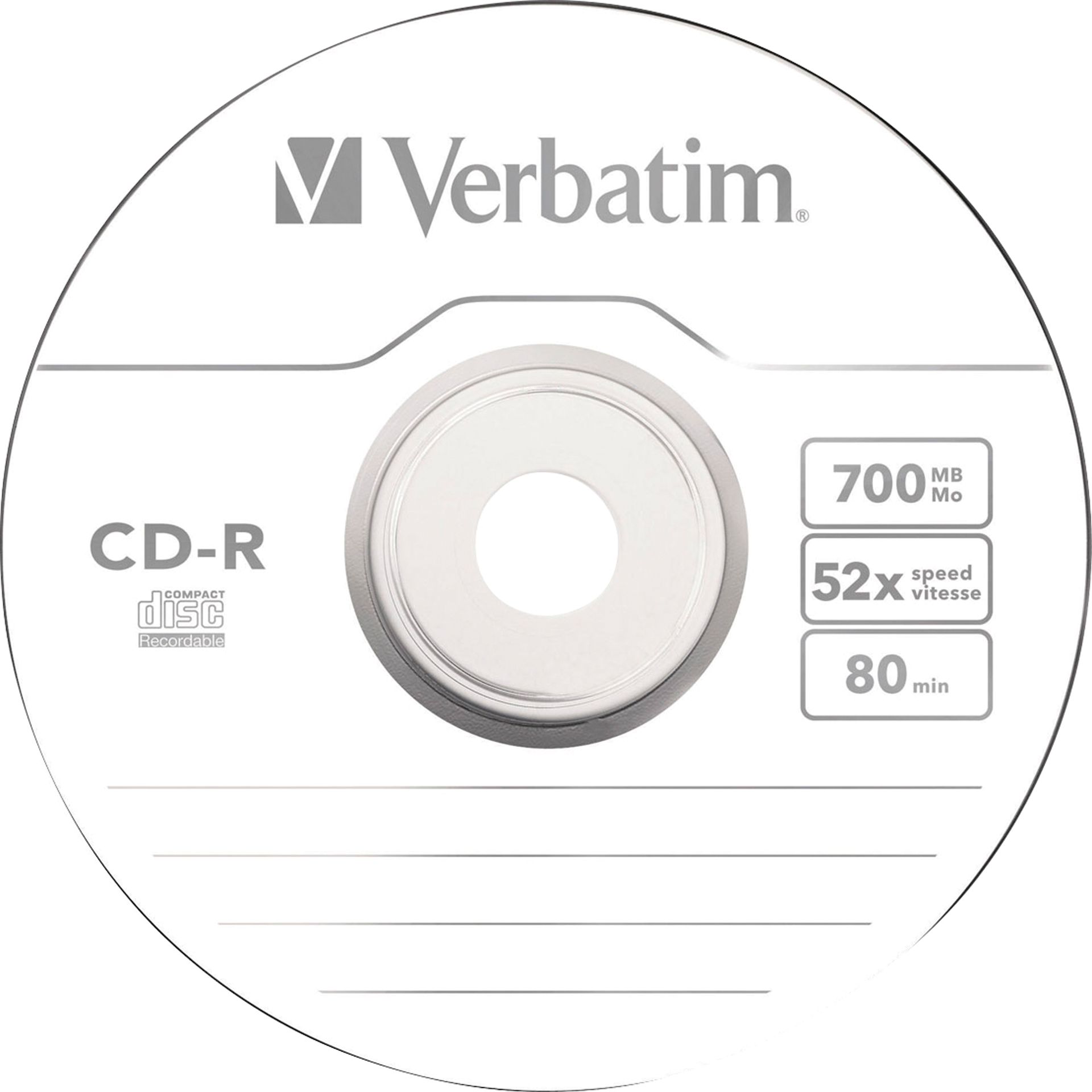 CD-R 52x 700MB 80Min. Spindel 100 St./Pack.