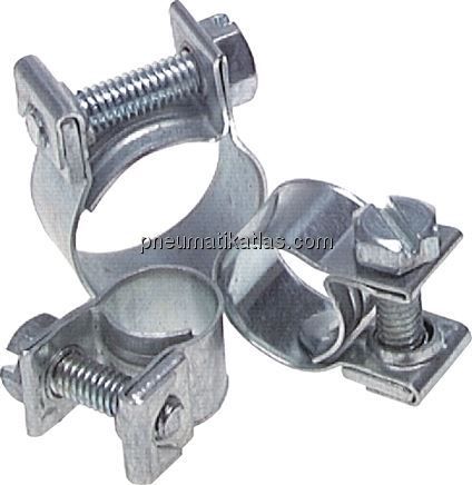 9mm Mini-Schlauchschelle, 6 - 8mm, Stahl verzinkt (W1)