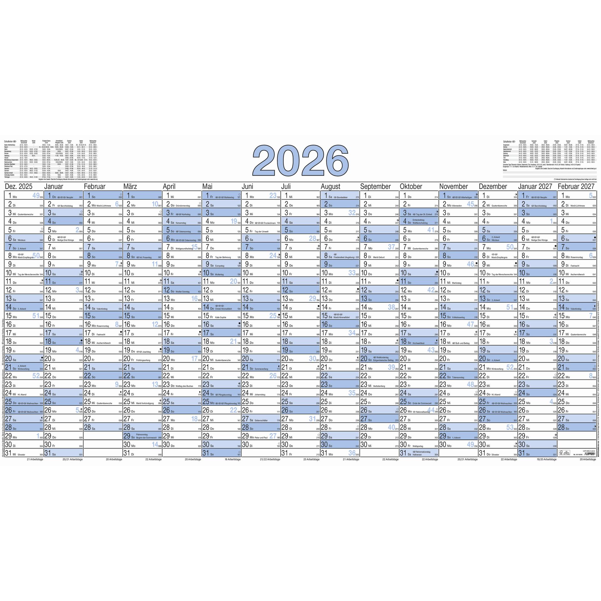 Plakatkalender 15M/1S gerollt 5St