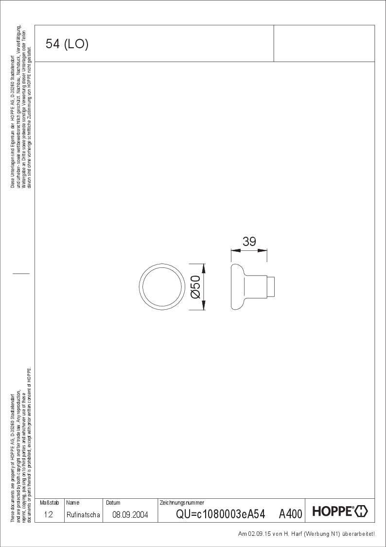 Hoppe/Drehknopf F1