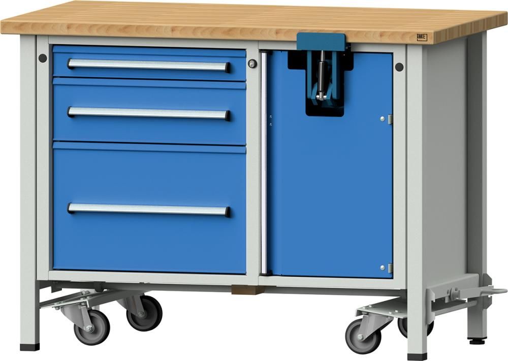 Anke Montagewerkbank B1270xT700xH930mm RAL7035/RAL5012 BMP 40mm 3 Schubladen