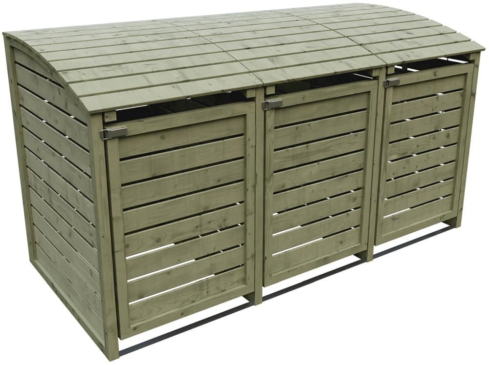 HENRI 3-fach B 225 x T 90 x H 120 cm, kdi-grün inkl. Rückwand Mülltonnenabtrennung