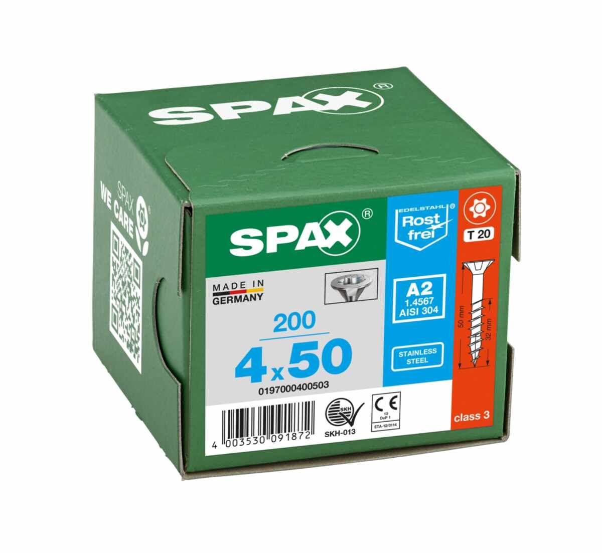 Spax Schrauben Fl/TORX V2A 4,0X50 Vpe200