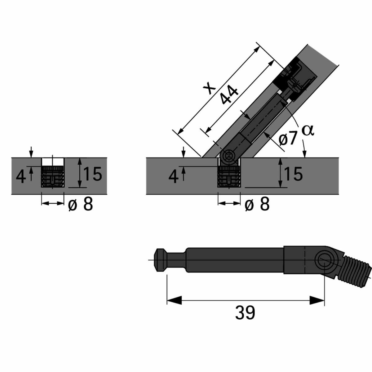 Gelenkdübel DU 634, 39 mm, verzinkt