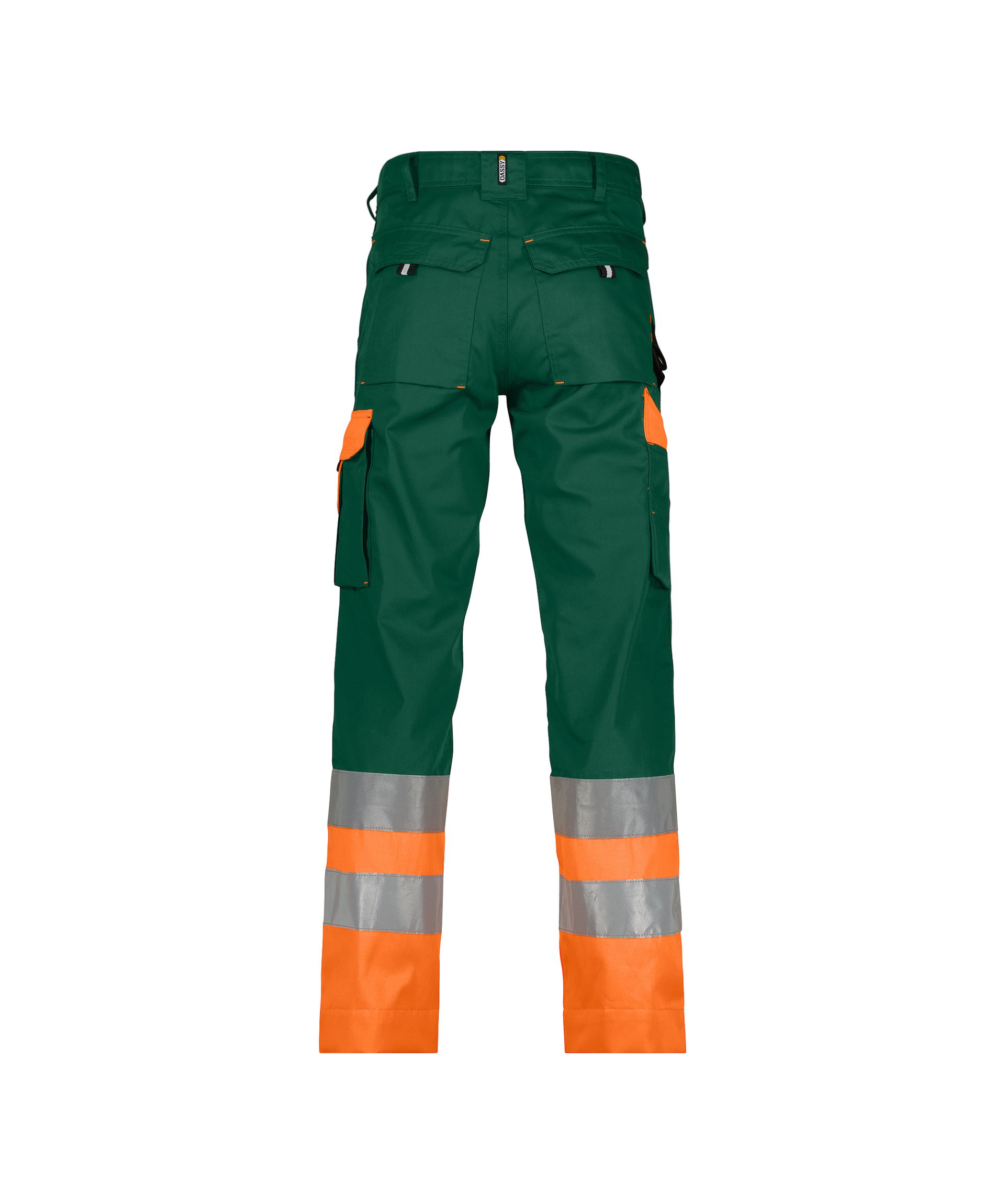 DASSY® Omaha - Warnschutzhose - flaschengrün/neonorange, Gr. 50 - kurze Beinlänge