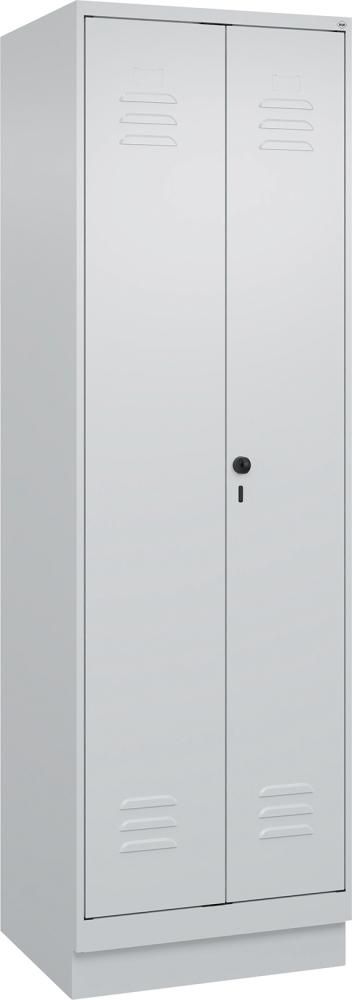 Wä.-Gard.-Schrank CLASSICB600xT500xH1950 mm RAL 7035/7035, 2 Abteile mit 100 mm hohem Sockel