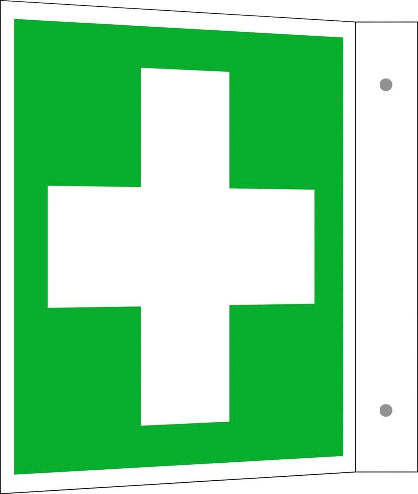 Hinweisschild Alu B200xH200 mm Fahne Erste Hilfe langnachleuchtend