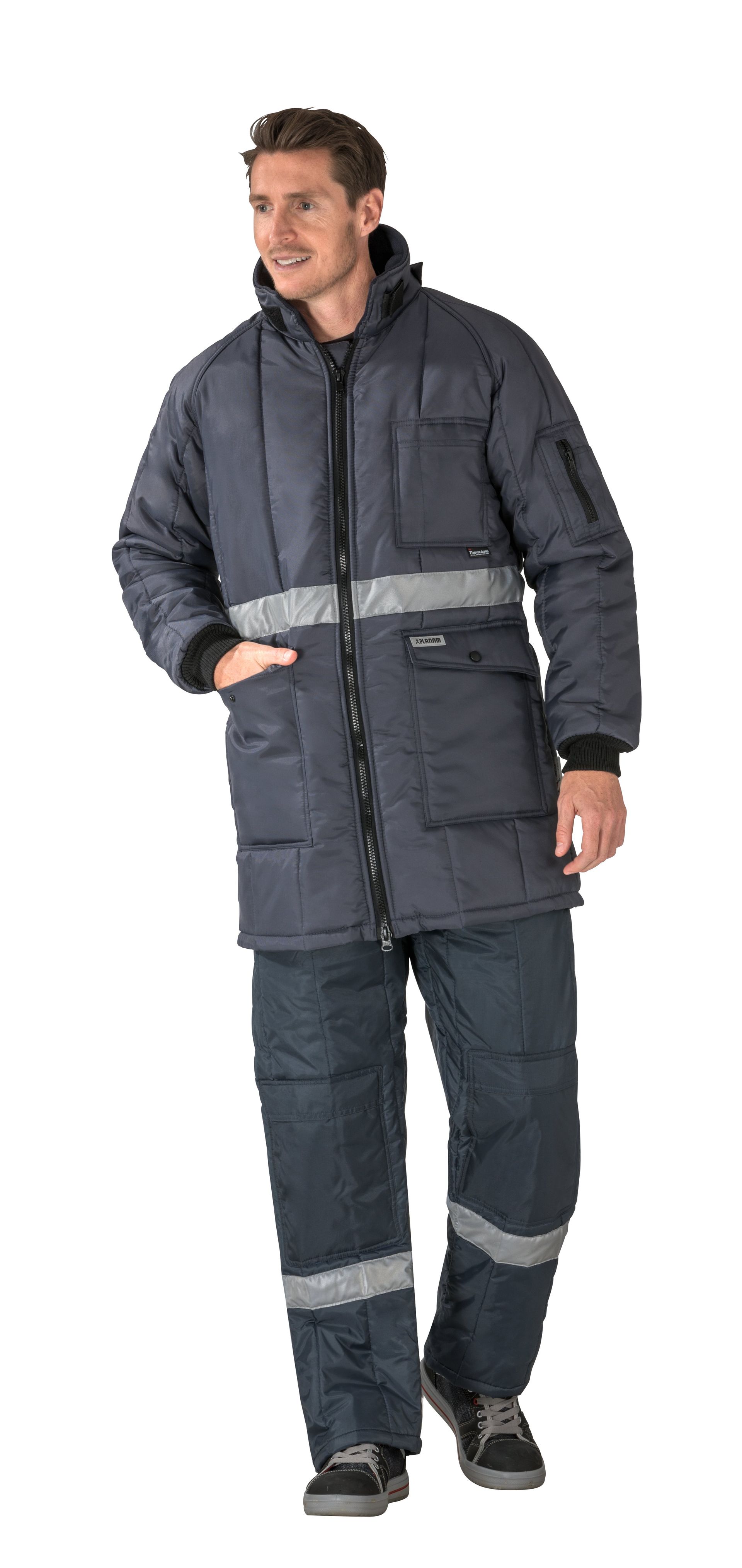 Planam Gefrierhaus Parka Kühl-/Gefrierhaus marine, Innenfutter kornblumenblau Gr. S