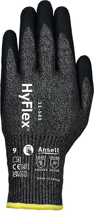 Industriehandschuh HyFlex11-543, schwarz Gr. 6 Ansell