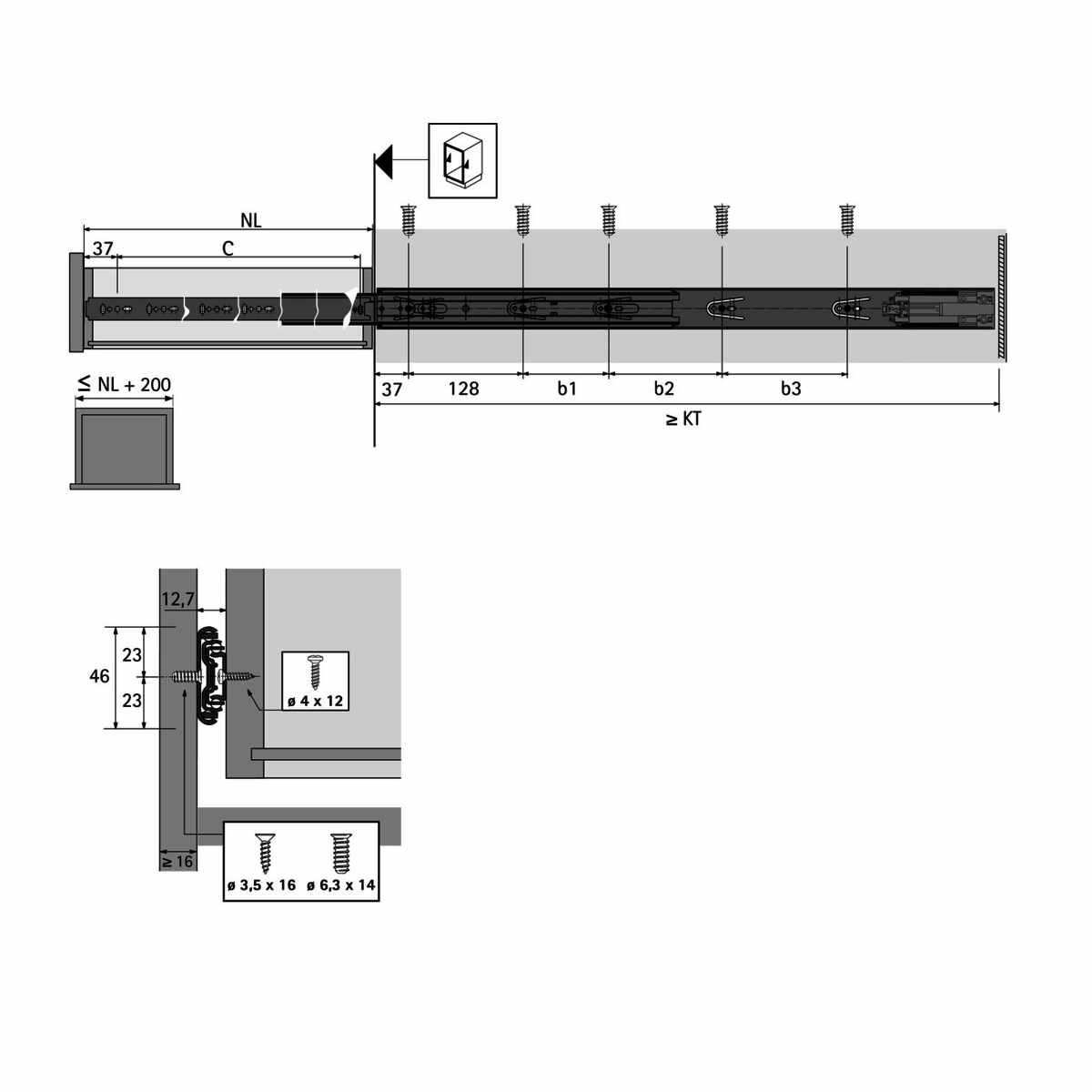 Kugelvollauszug Ka4532-300 mm Sil. 35Kg