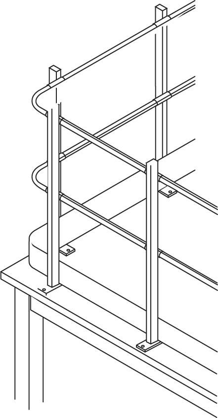 Sicherheitsgeländer lfm. für Lagerbühne Höhe 1100 mm Fußleiste 100 mm