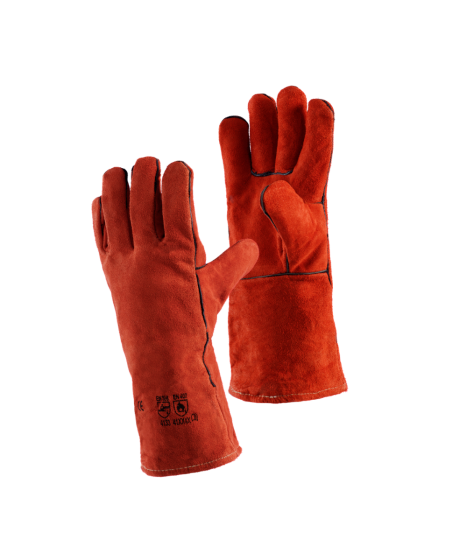 5-FINGER HANDSCHUH Handschuh Spalt-Leder, rot, L=35cm,Gr. 11, rot, Gr.