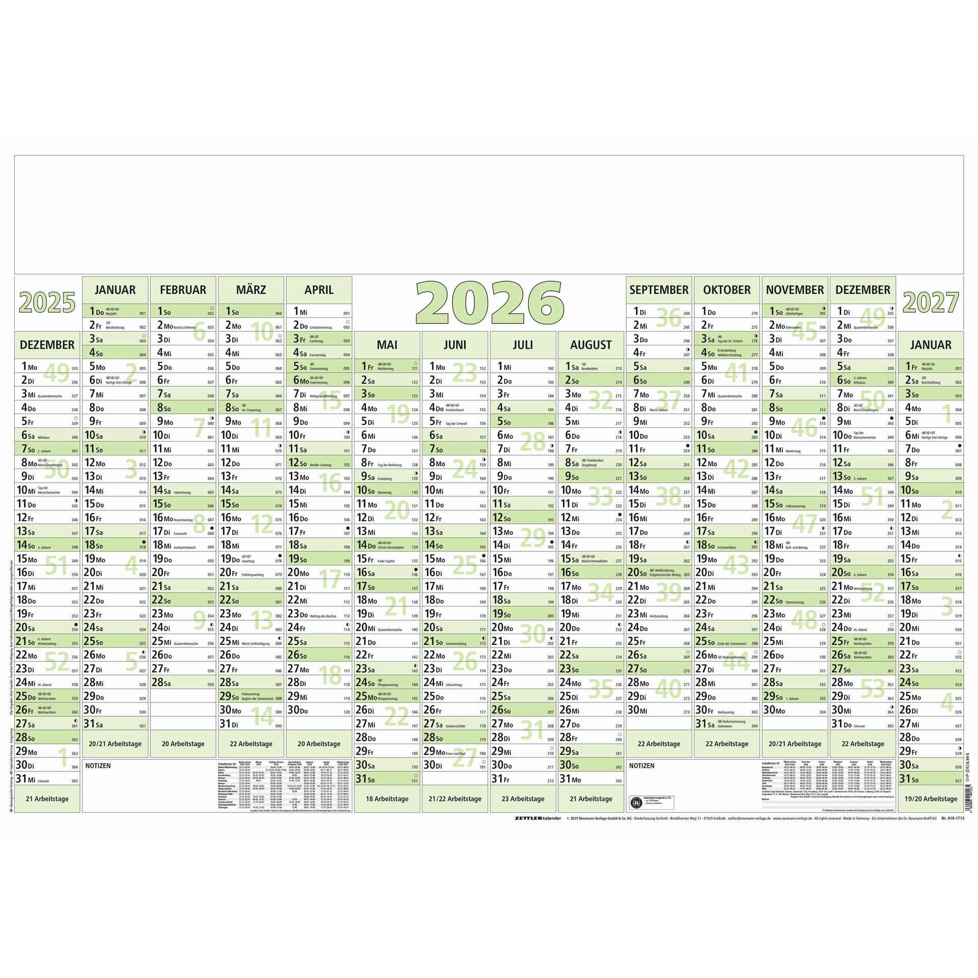 Plakatkalender 14M/1S gerollt 5St