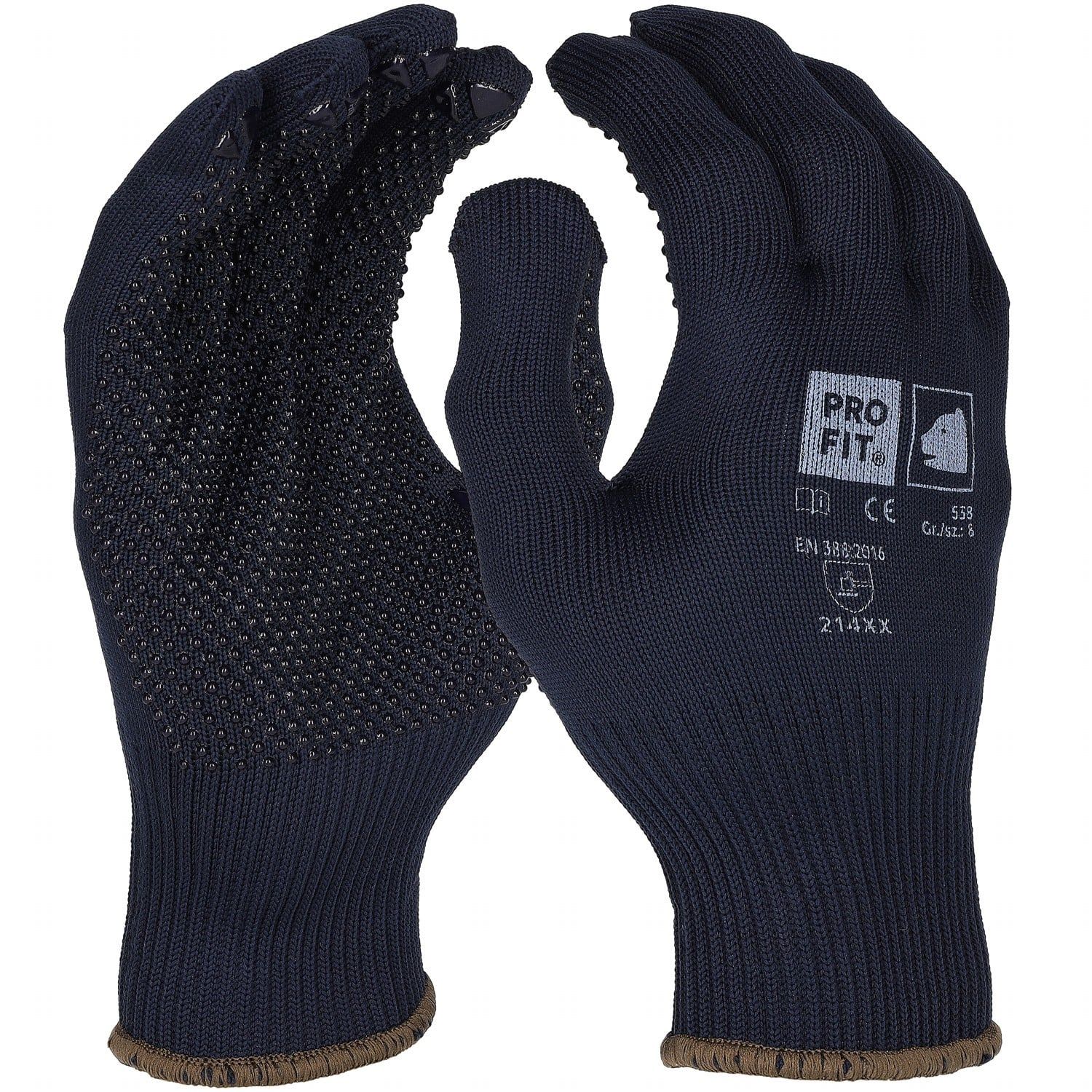 Strickhandschuhe "Dot", fein,blau, einseitig Noppen 10