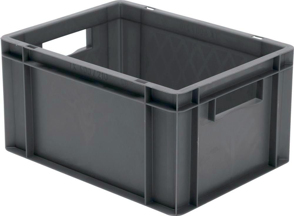 Transport-Stapelkasten B400xT300xH210 mm grau, geschlossen mit Griffloch LA-KA-PE