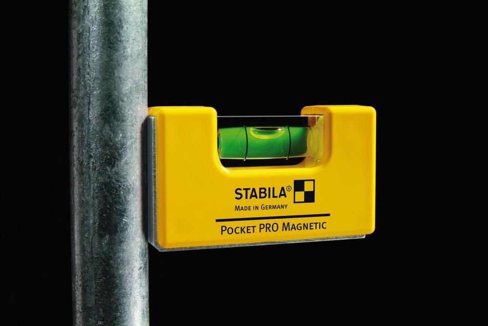 STABILA Wasserwaage Pocket PRO Magnetic, 7 cm, mit Gürtel-Clip