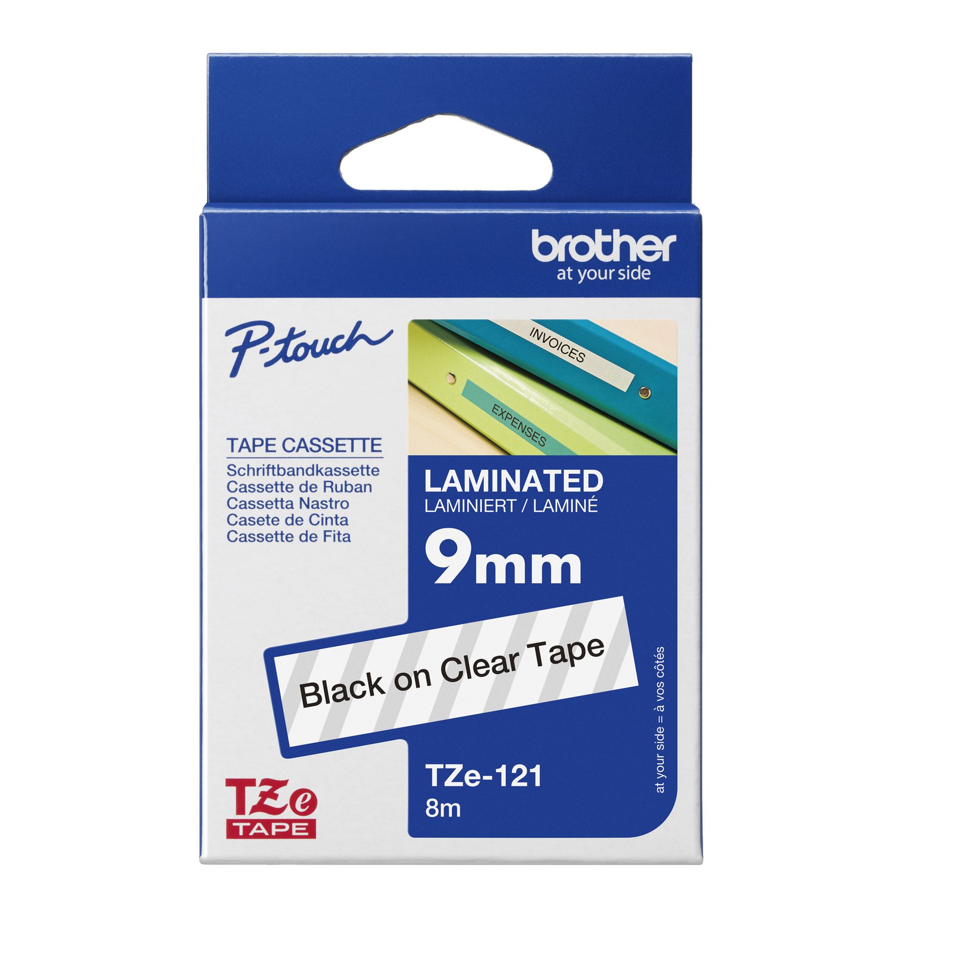Schriftbandkassette 9mmx8m laminiert sw auf fl