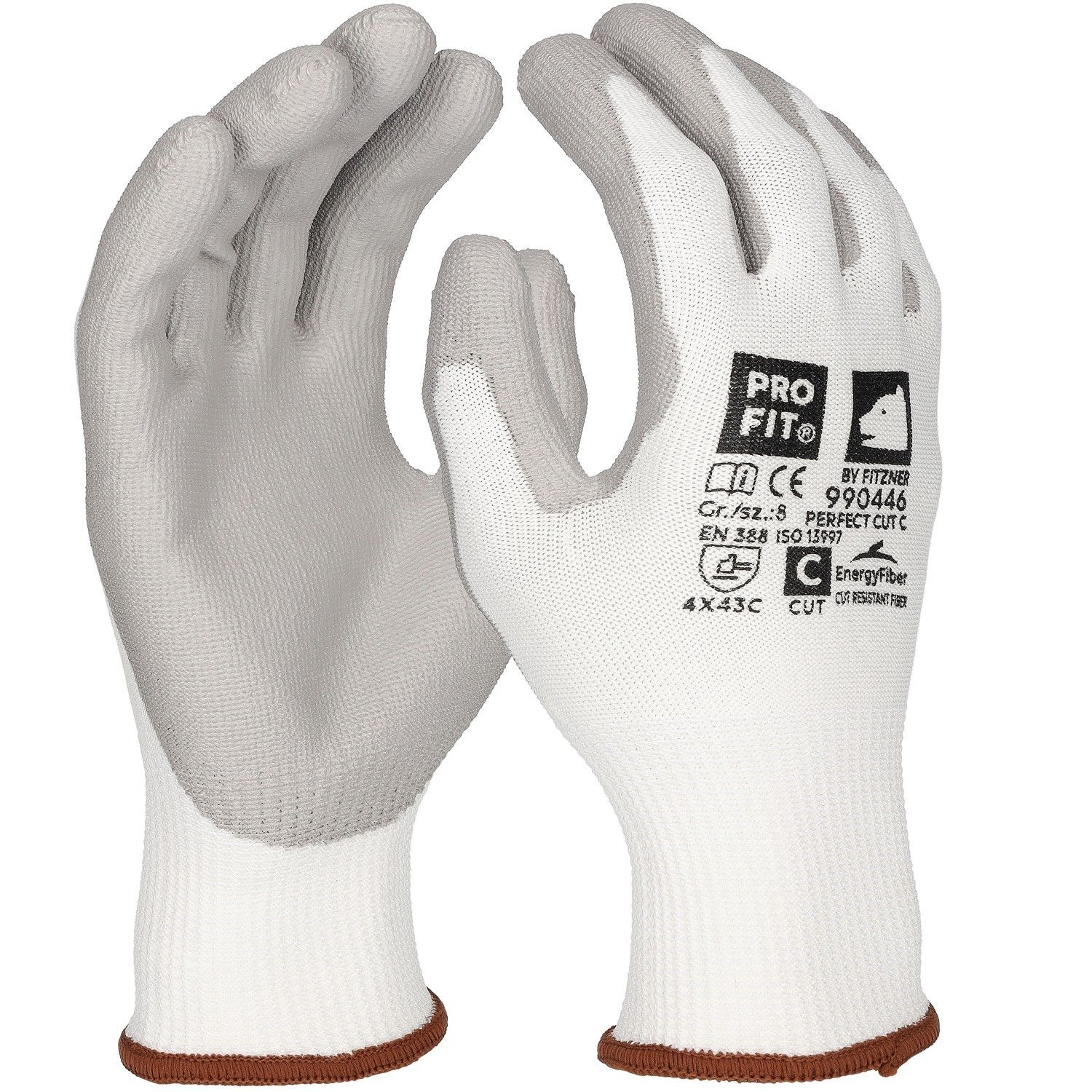 PU Schnittschutzhandschuh"Perfect Cut C", weiß/grau 10