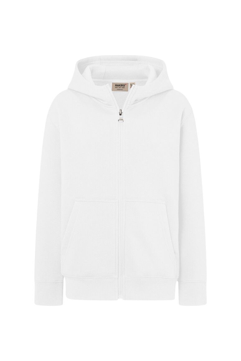 HAKRO Kinder Kapuzen-Sweatjacke Bio-Baumwolle weiß, 110/116