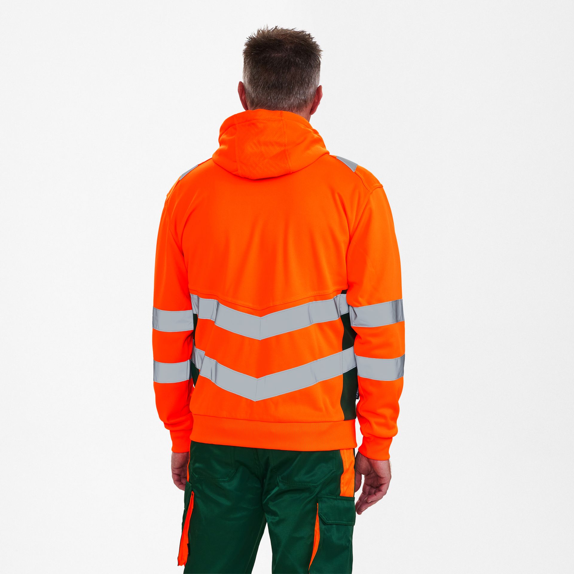 Safety Sweatcardigan Orange/Grün, Gr. L