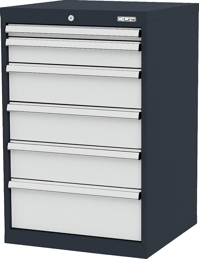 Schubladenschrank B600xT575xH920 mm RAL7016/7035 6 Schubladen