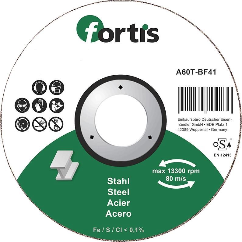 Trennscheibe Stahl 115 x 1,0 mm gerade FORTIS