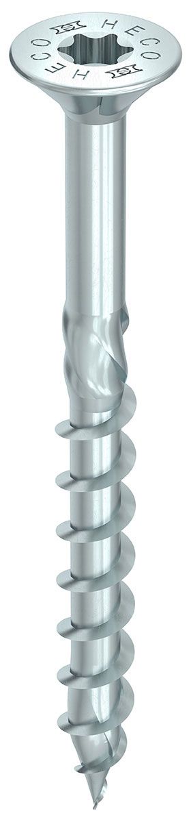 HECO-TOPIX-plus 10,0 x 100, Senkkopf mit Frästaschen, HECO-Drive, Teilgewinde, verzinkt blau, A3K, 50 Stück, VARIANTA-Handwerkerverpackung