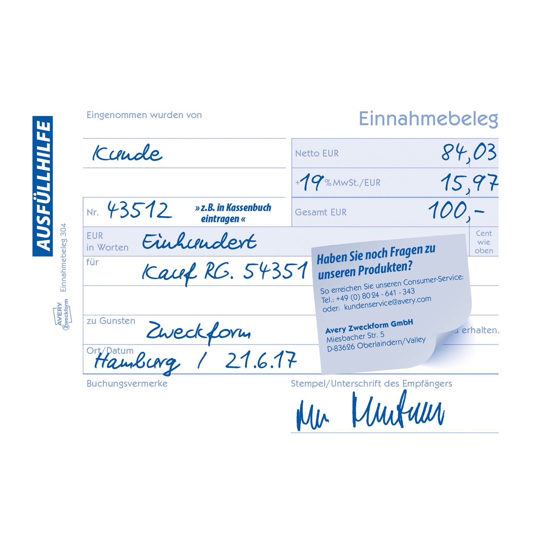 Einnahmebeleg DIN A6 quer 50Blatt