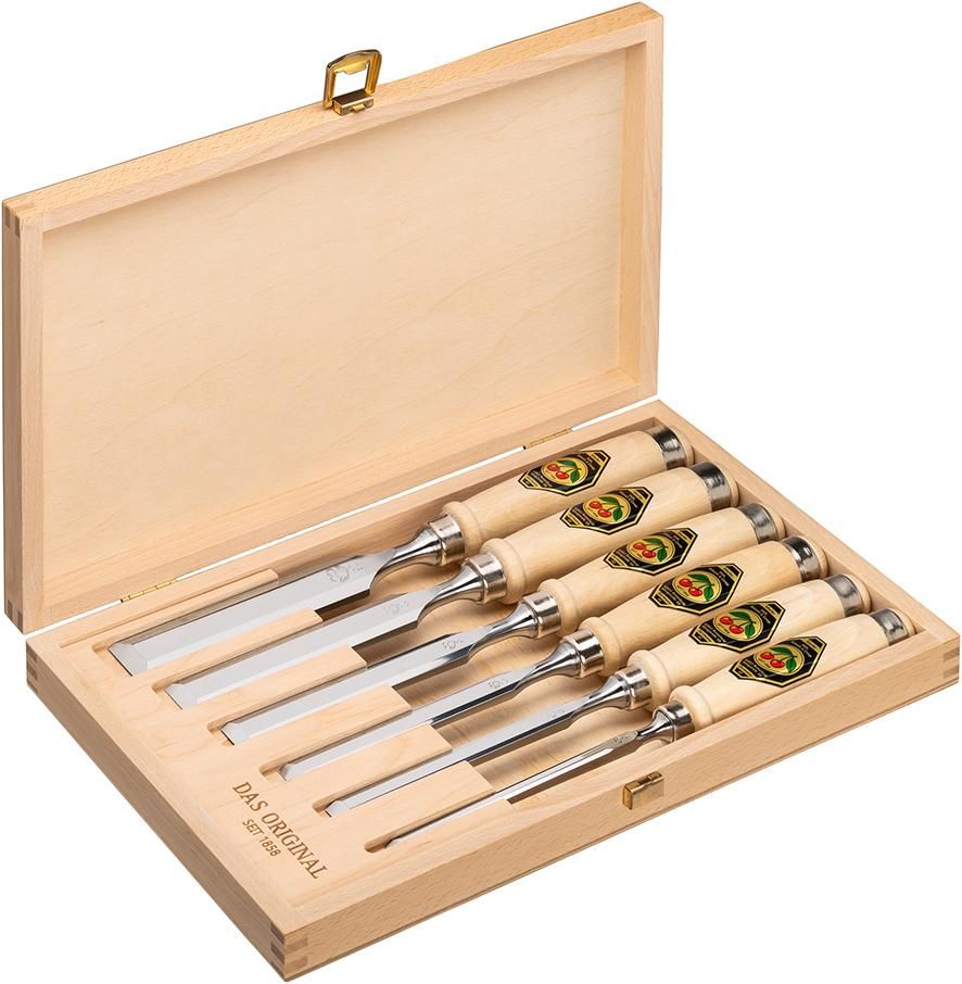 KIRSCHEN Stechbeitelsatz 6tlg. Holzkasten Kirsche