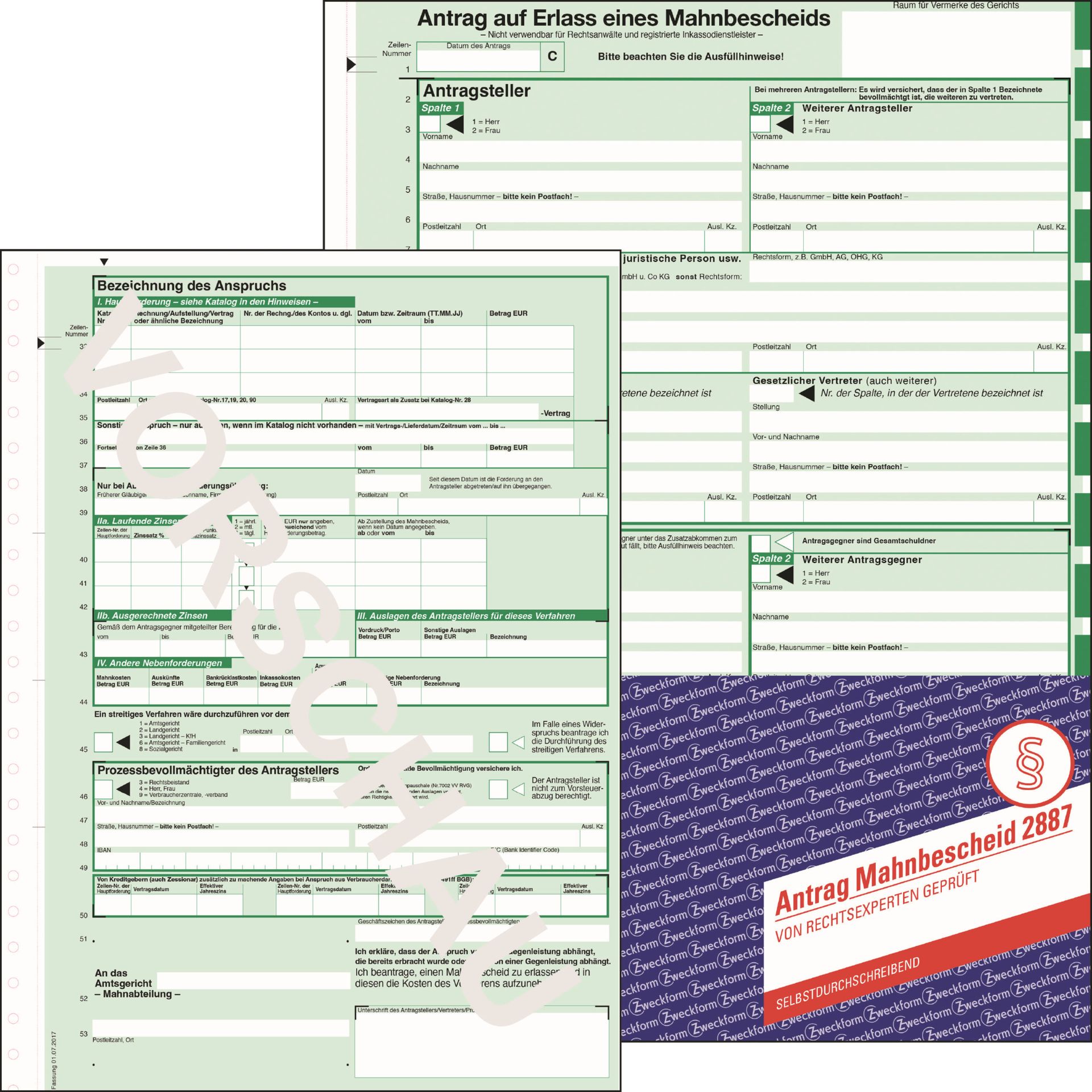 Mahnbescheid DIN A4 1x2Blatt