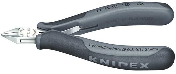 Seitenschneider Elektronik ESD Minispitzkopf mit kleinerFase 115mm KNIPEX