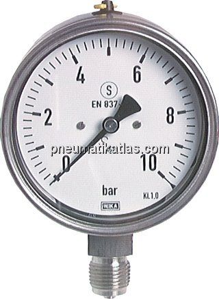 Sicherheits-Manometer senkrecht, 100mm, -1 bis 0 bar