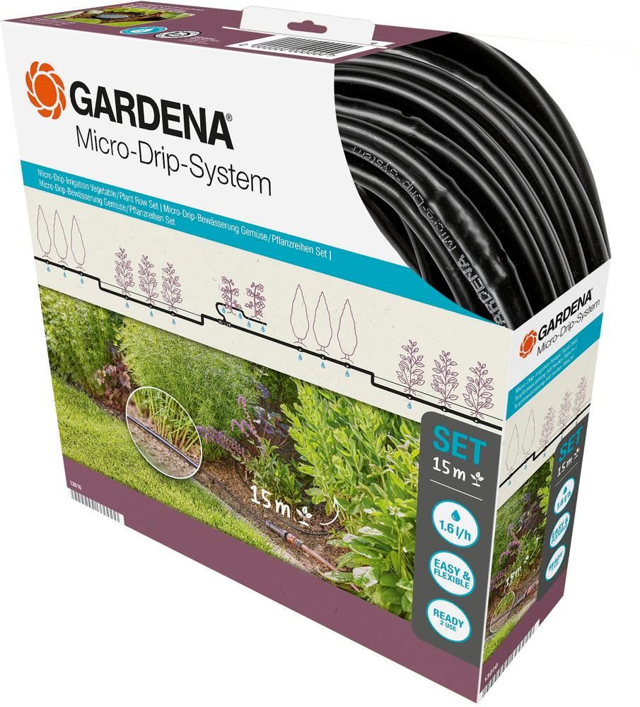 Tropfwässerung-Set Gemüse-/Pfanzreihe 15m Micro-Drip-System Dispay