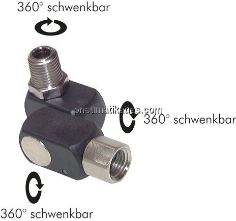 Drehgelenk 3-fach R 1/4" (konisch)(IG)-R 1/4"(AG)