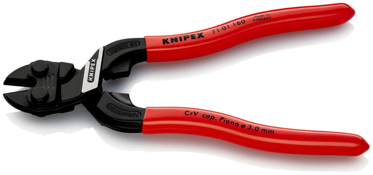 KNIPEX 71 01 160 CoBolt® S Kompakt-Bolzenschneider mit Kunststoff überzogen schwarz atramentiert 160 mm
