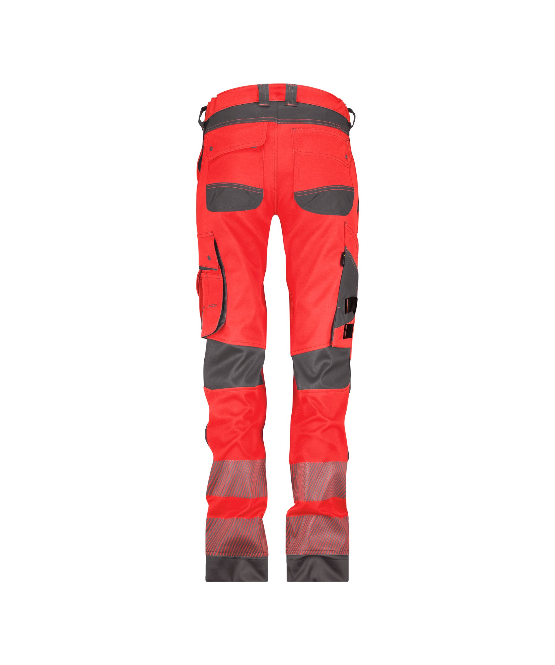 DASSY® Aruba Women - Stretch-Warnschutzbundhose mit Kniepolstertaschen für Damen - neonrot/zementgrau, Gr. SPEC