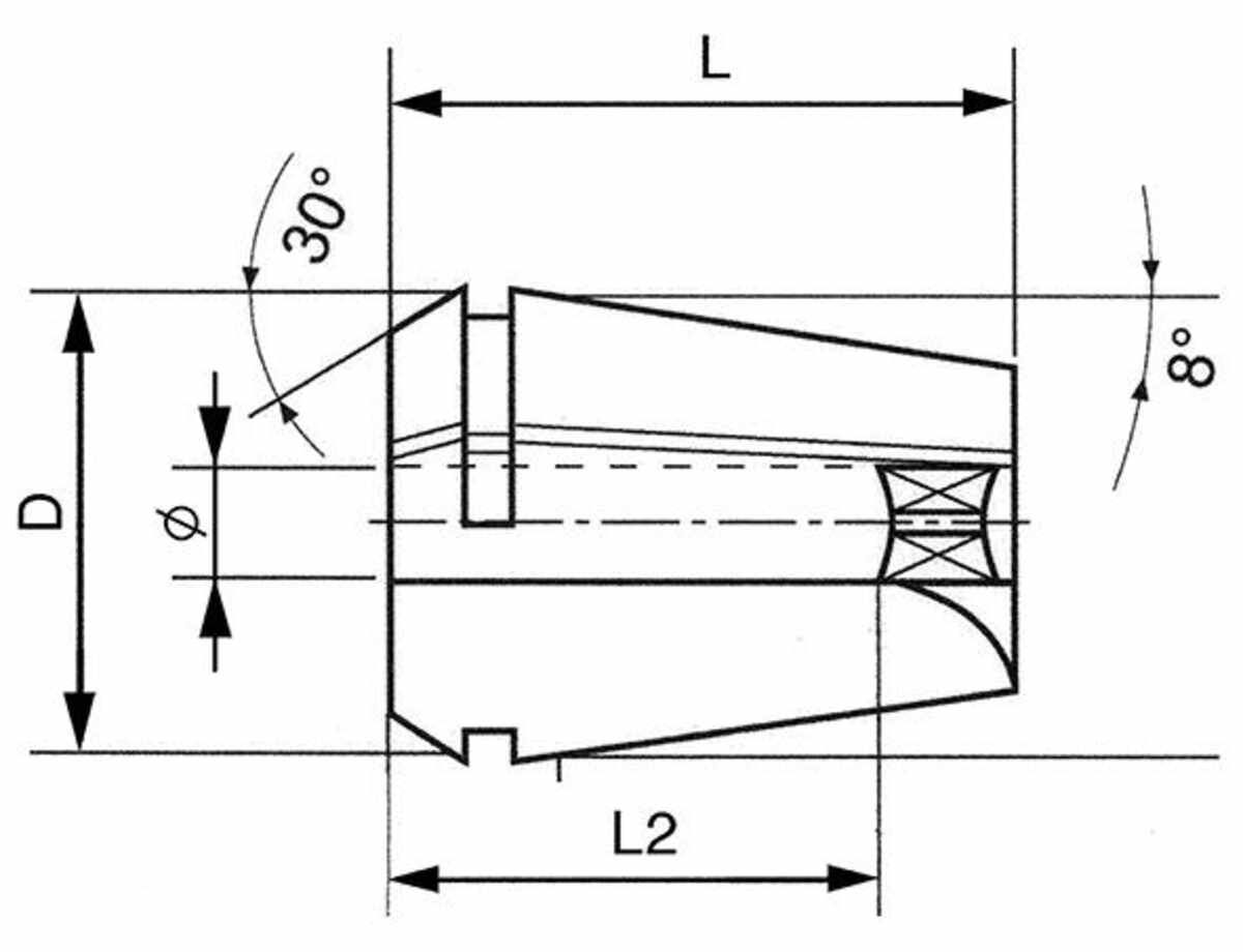 Spannzange mit Vierkant ER20-6,0x4,9 FORTIS