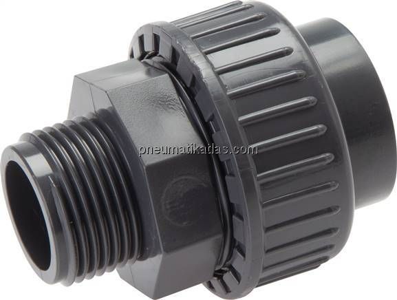 Klebe-/Gewindeverschraubung, PVC-U/ EPDM, 16mmxG 3/8" AG