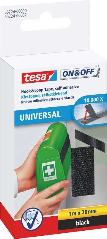 Klettband zum Aufkleben schwarz 1m:20mm tesa
